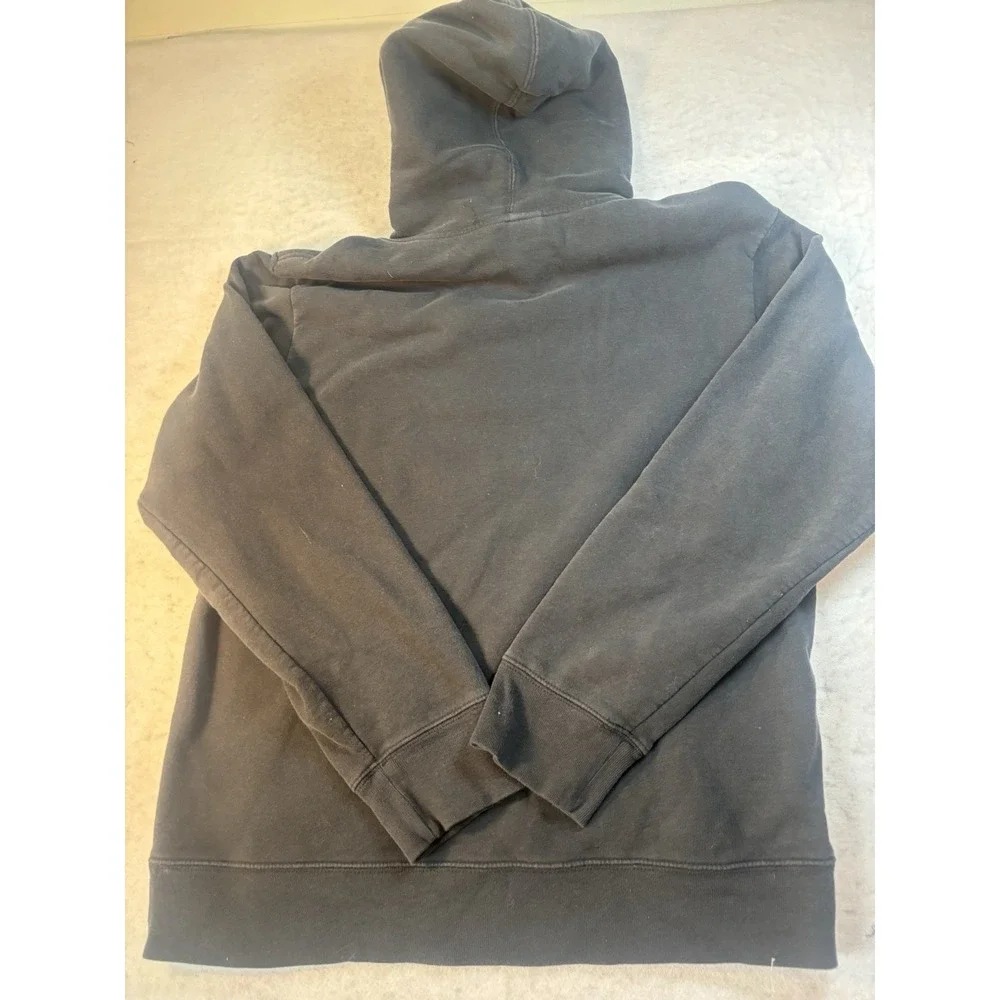 The North Face Men's Large Long Sleeve Blue Letters Logo Black Hoodie Sweatshirt